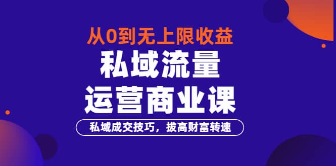 从0到无上限收益的《私域流量运营商业课》私域成交技巧，拔高财富转速网创吧-网创项目资源站-副业项目-创业项目-搞钱项目创业联盟