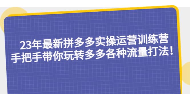 23年最新拼多多实操运营训练营：手把手带你玩转多多各种流量打法！网创吧-网创项目资源站-副业项目-创业项目-搞钱项目创业联盟