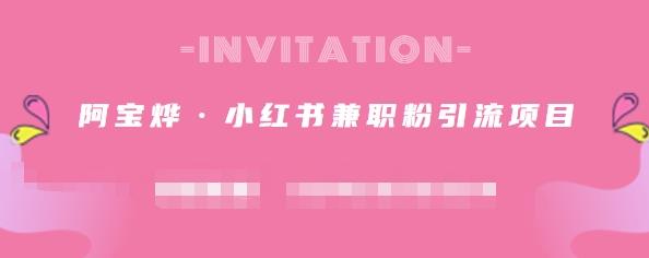 阿宝烨·小红书兼职粉引流项目，流量大，引流效果好【视频课程】网创吧-网创项目资源站-副业项目-创业项目-搞钱项目创业联盟