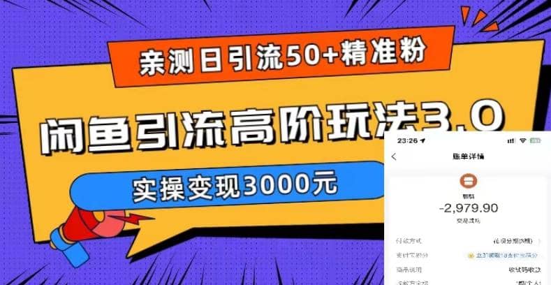 实测日引50+精准粉，闲鱼引流高阶玩法3.0，实操变现3000元网创吧-网创项目资源站-副业项目-创业项目-搞钱项目创业联盟