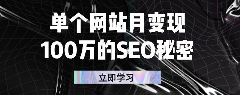 单个网站月变现100万的SEO秘密，百分百做出赚钱站点网创吧-网创项目资源站-副业项目-创业项目-搞钱项目创业联盟