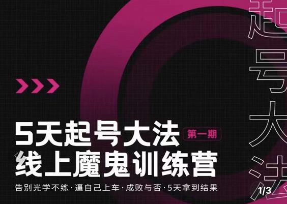 五天起号魔鬼训练营，告别光学不练，逼自己上车，成败与否，5天拿到结果网创吧-网创项目资源站-副业项目-创业项目-搞钱项目创业联盟