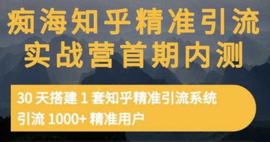 痴海知乎精准引流实战营1-2期，30天搭建1套知乎精准引流系统，引流1000+精准用户网创吧-网创项目资源站-副业项目-创业项目-搞钱项目创业联盟
