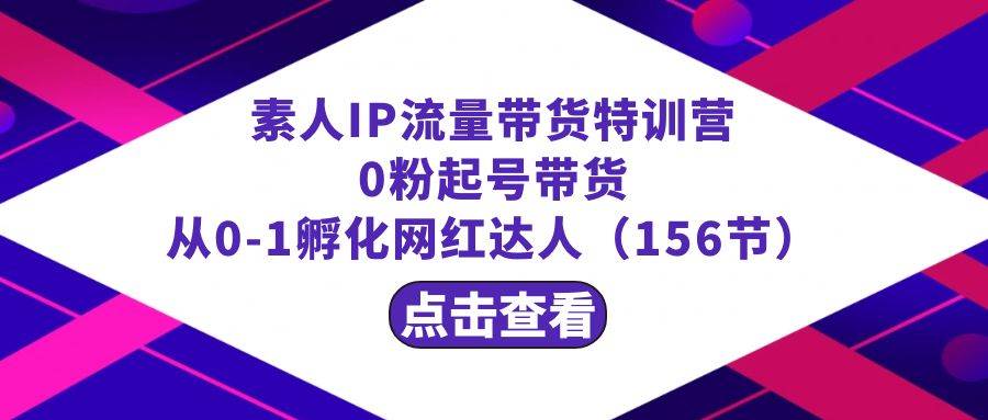 繁星·计划素人IP流量带货特训营：0粉起号带货 从0-1孵化网红达人（156节）网创吧-网创项目资源站-副业项目-创业项目-搞钱项目创业联盟
