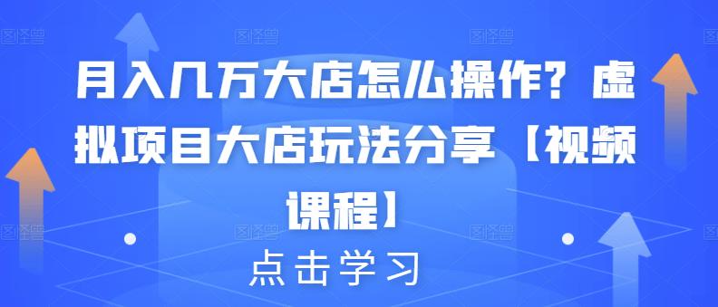 月入几万大店怎么操作？虚拟项目大店玩法分享【视频课程】网创吧-网创项目资源站-副业项目-创业项目-搞钱项目创业联盟