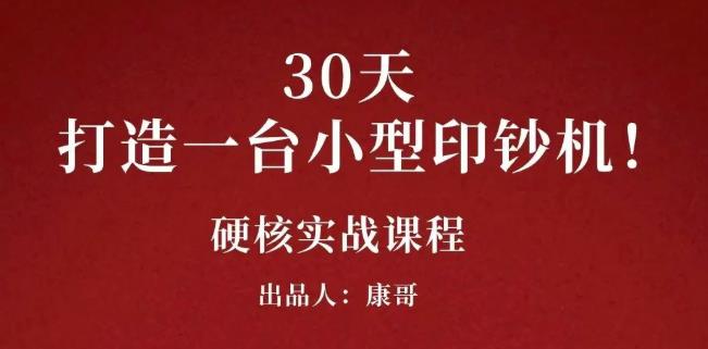 康哥30天打造一台小型印钞机：躺赚30万的项目完整复盘（视频教程）网创吧-网创项目资源站-副业项目-创业项目-搞钱项目创业联盟