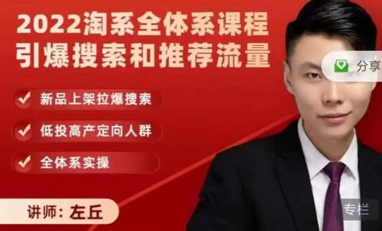 2022淘系全体系课程引爆搜索和推荐流量，新品上架拉爆搜索网创吧-网创项目资源站-副业项目-创业项目-搞钱项目创业联盟
