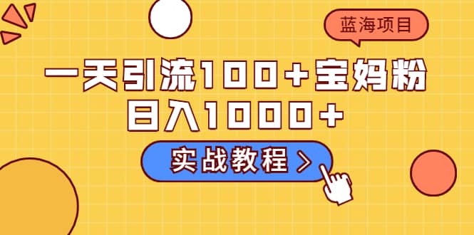 一天引流100+宝妈粉，日入1000+的蓝海项目（实战教程）网创吧-网创项目资源站-副业项目-创业项目-搞钱项目创业联盟