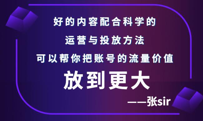 张sir账号流量增长课，告别海王流量，让你的流量更精准网创吧-网创项目资源站-副业项目-创业项目-搞钱项目创业联盟