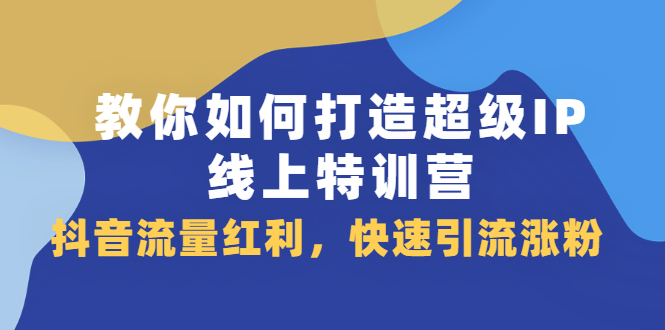 教你如何打造超级IP线上特训营，抖音流量红利新机遇网创吧-网创项目资源站-副业项目-创业项目-搞钱项目创业联盟