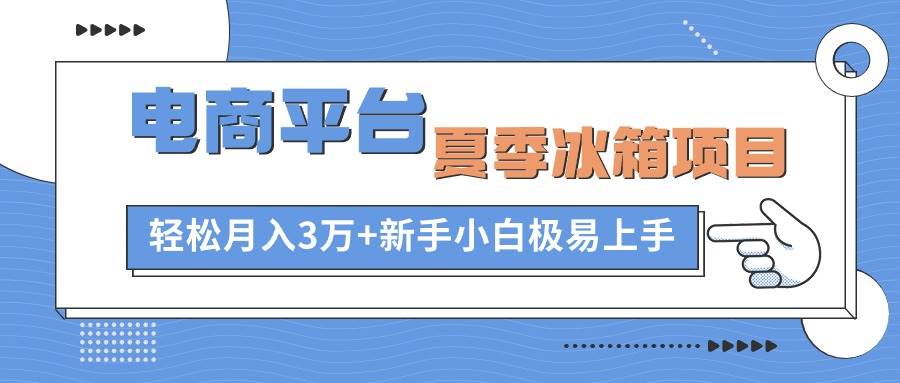 电商平台夏季冰箱项目，轻松月入3万+，新手小白极易上手网创吧-网创项目资源站-副业项目-创业项目-搞钱项目创业联盟