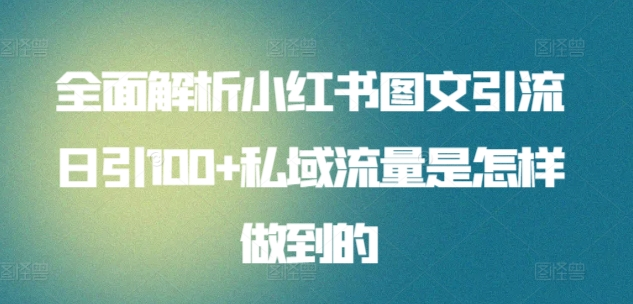 暴力引流 小红书图文引流日引100私域全面拆解【打粉人必看】网创吧-网创项目资源站-副业项目-创业项目-搞钱项目创业联盟