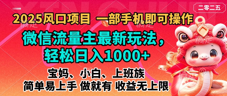 2025蓝海风口项目，微信流量主最新玩法，轻松日入1000+，简单易上手，做就有 收益无上限网创吧-网创项目资源站-副业项目-创业项目-搞钱项目创业联盟