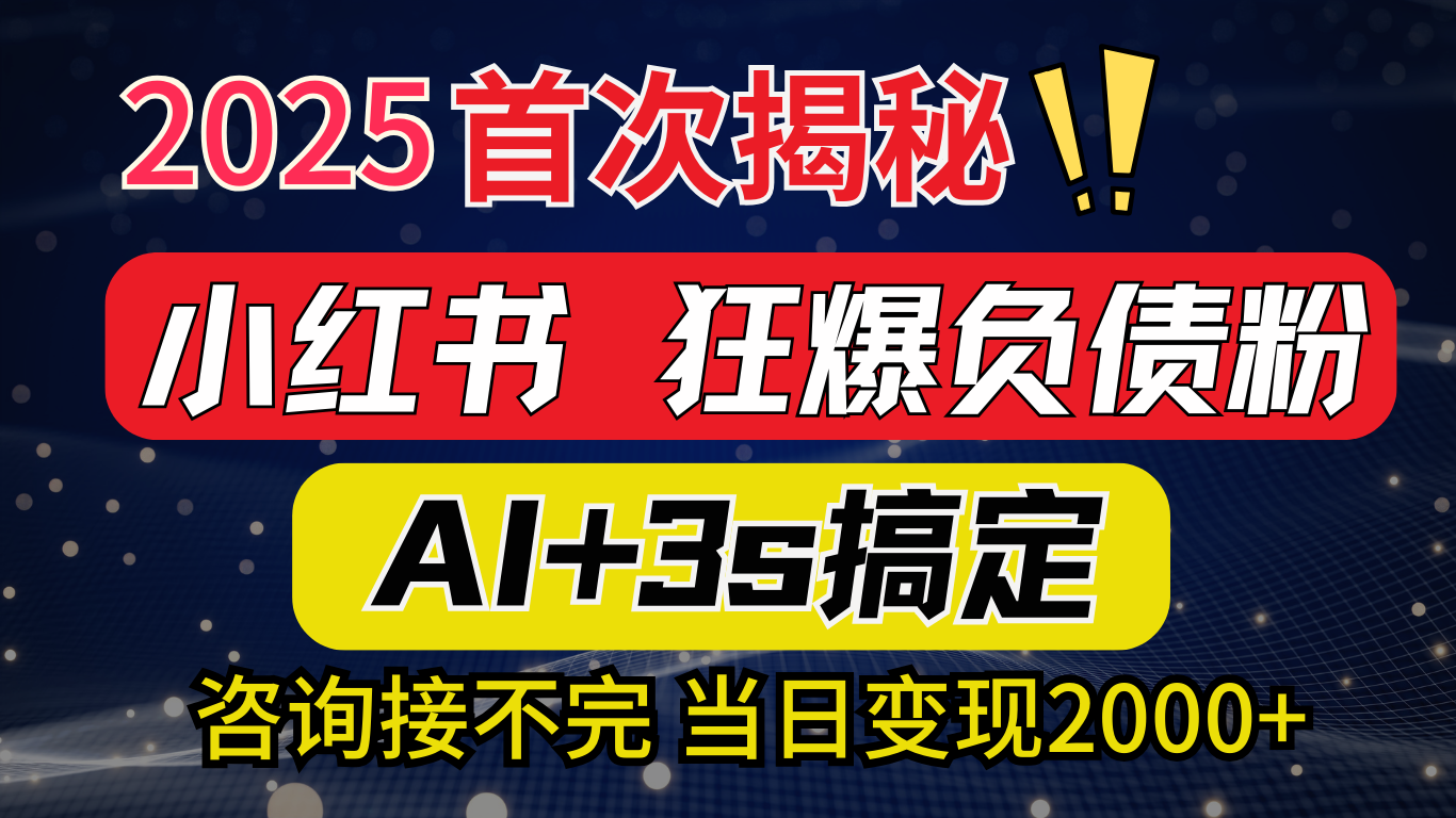 2025引流天花板：最新小红书狂暴负债粉思路，咨询接不断，当日入2000+网创吧-网创项目资源站-副业项目-创业项目-搞钱项目创业联盟