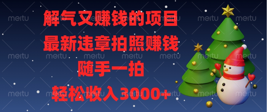 解气又赚钱的项目，最新违章拍照赚钱，随手一拍，轻松收入3000+网创吧-网创项目资源站-副业项目-创业项目-搞钱项目创业联盟