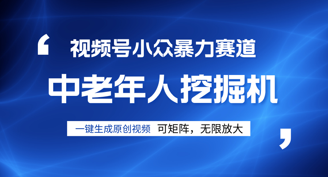视频号新手逆袭密码！超小众暴力赛道，中老年人深信不疑，原创通过率拉满网创吧-网创项目资源站-副业项目-创业项目-搞钱项目创业联盟