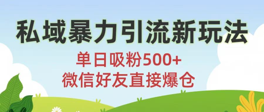 私域暴力引流新玩法!单日吸粉500+，微信好友直接爆仓网创吧-网创项目资源站-副业项目-创业项目-搞钱项目创业联盟